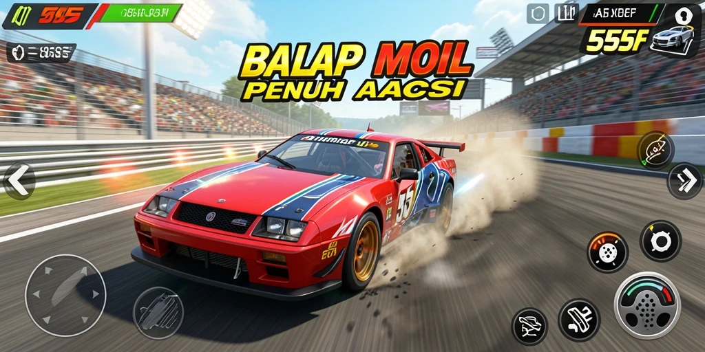 Gameplay Racing seru dan menegangkan di 555F.