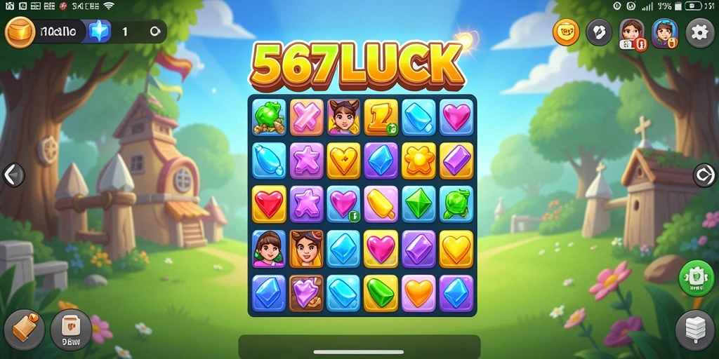 Tampilan gameplay Match-3 yang seru dan menantang di 567LUCK.