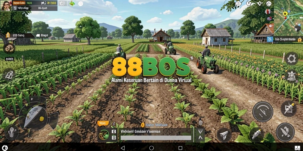 Tampilan gameplay 88BOS yang menarik saat bertani di ladang.