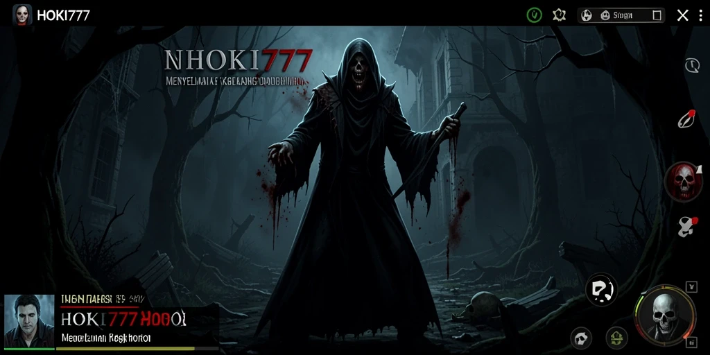 Tangkapan layar gameplay HOKI777 dengan suasana Horror yang mencekam.