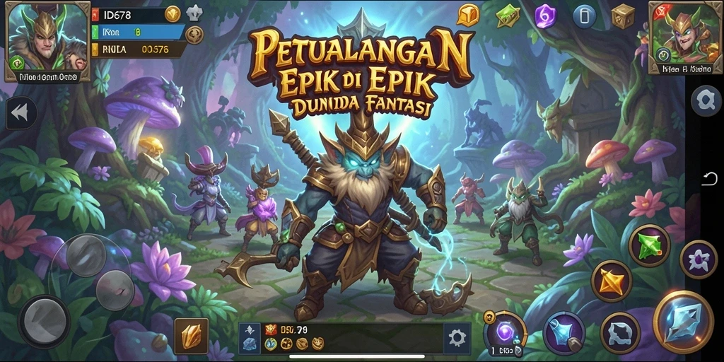 Screenshot ID678 menampilkan pemandangan epic dari dunia fantasi.