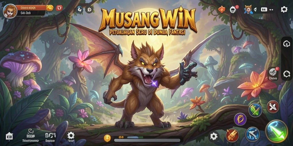 Tangkapan layar gameplay RPG MUSANGWIN yang menampilkan pertempuran seru.