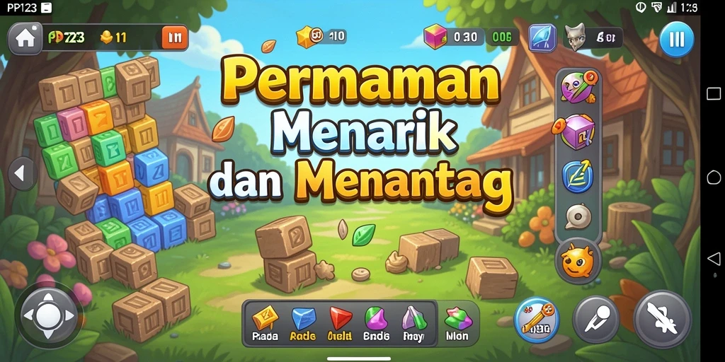 Screenshot gameplay PP123 yang menampilkan tantangan Puzzle.