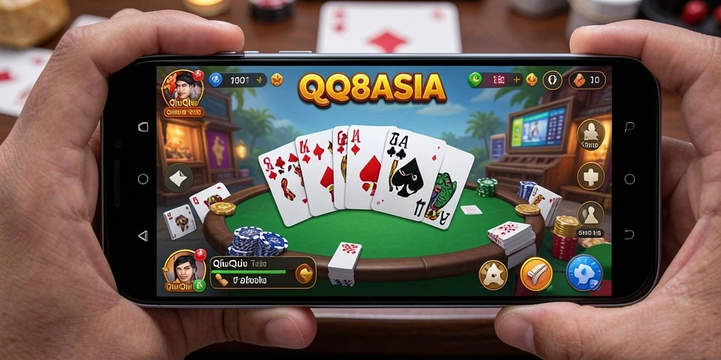 Screenshot QQ88ASIA menampilkan permainan QiuQiu yang seru.