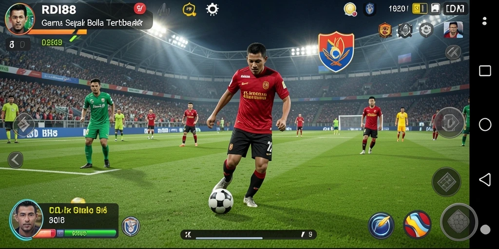 Screenshot utama RDI88 menampilkan aksi seru dalam permainan sepak bola.