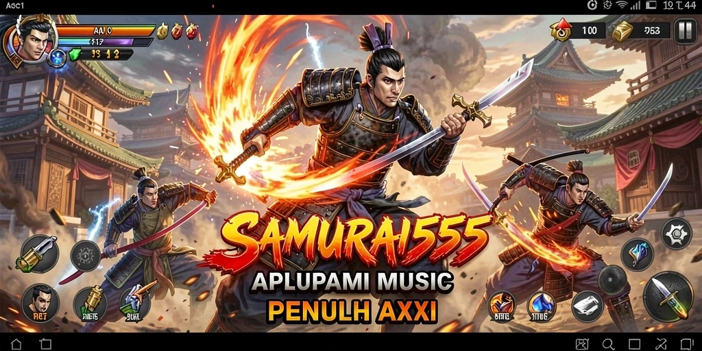 Tampilan gameplay interaktif dalam aplikasi SAMURAI555