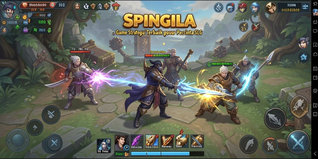 Tangkapan layar menampilkan pertempuran strategis dalam SPINGILA.