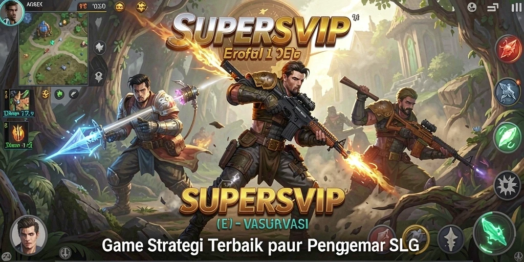 Tampilan gameplay <strong>SUPERSVIP</strong> yang menampilkan aksi strategi pertempuran.