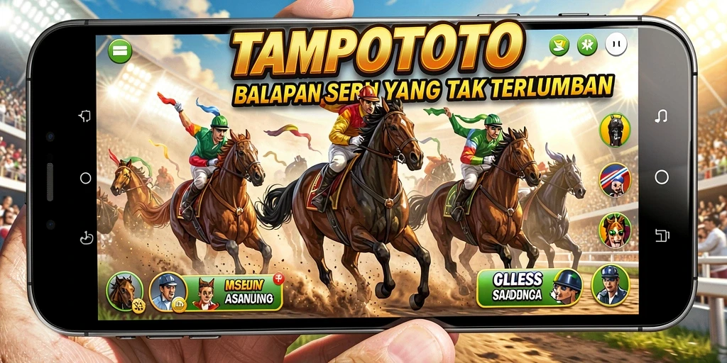 Screenshot gameplay Racing TEMPOTOTO yang menegangkan dengan mobil balap.